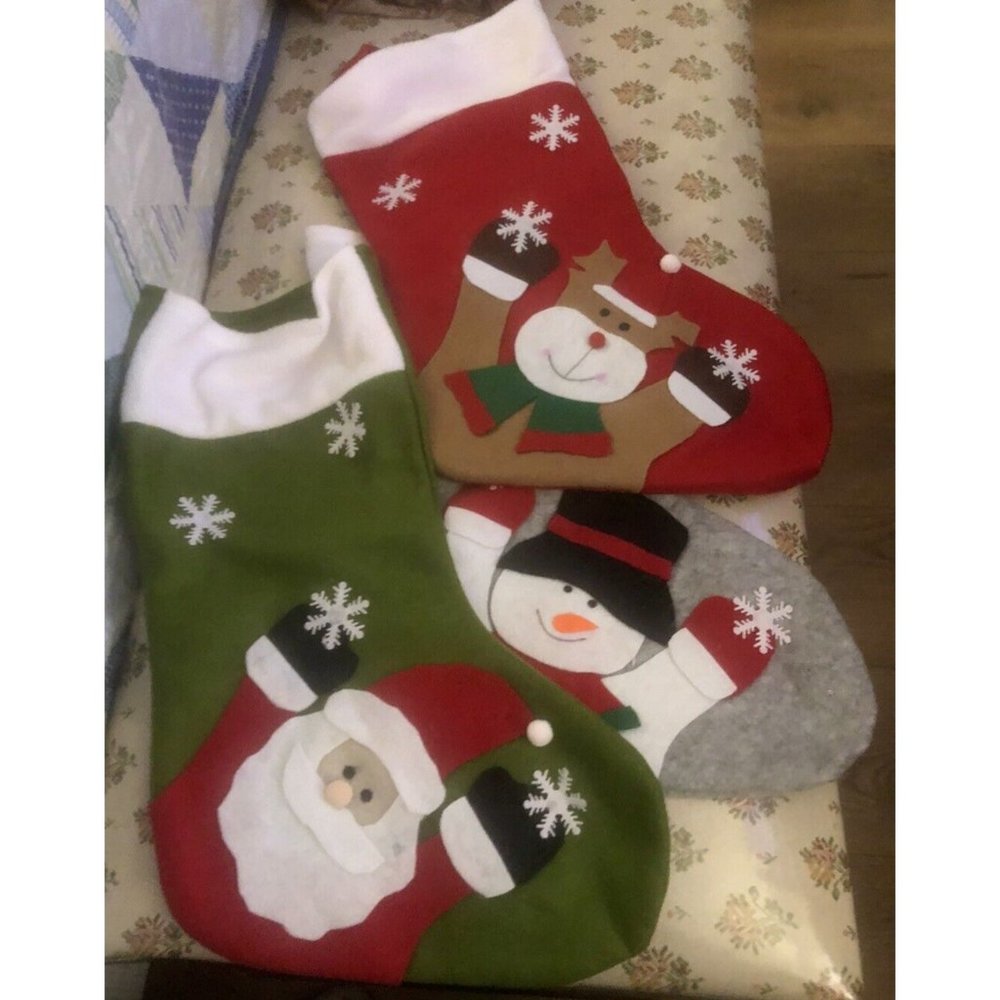 Set of 3 Christmas Stocking Light-up Snowman Santa Reindeer
